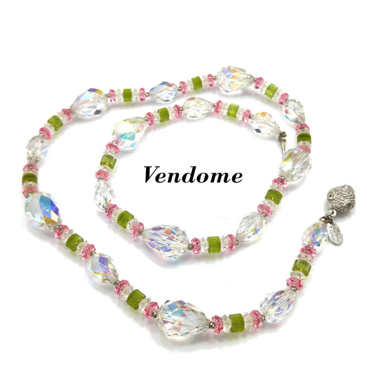 Vendome Crystal Necklace, 1960s Vintage Jewelry with Pear Shaped Swarovski Beads