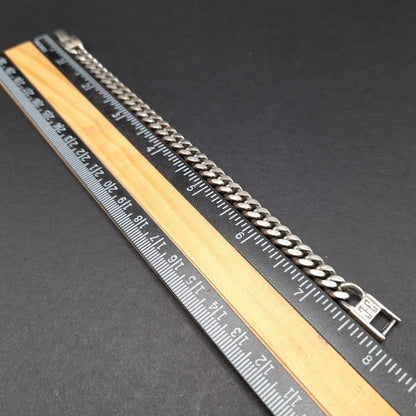 Givenchy Curb Chain Bracelet, Rhodium Plated, 7 3/4 Inches, 1980s Vintage Jewelry