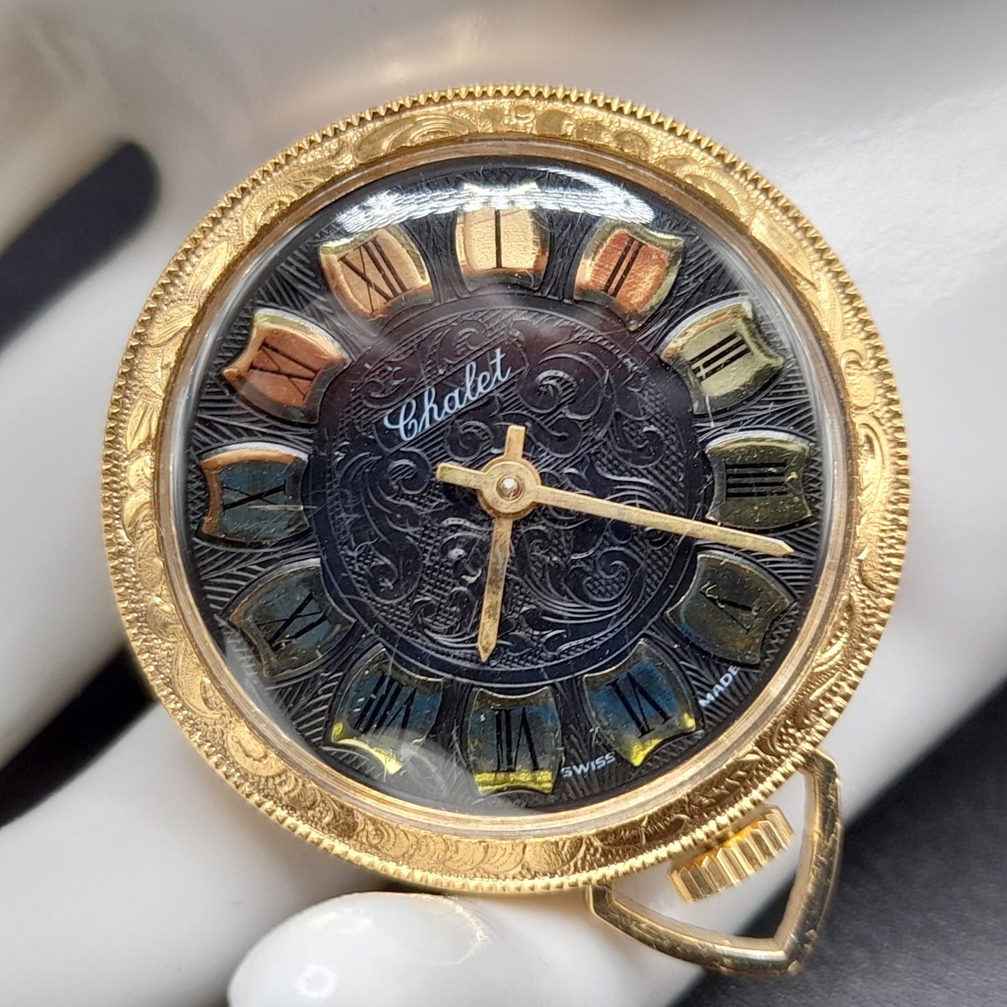 Vintage Chalet Watch Pendant, Runs, Wind-up, Swiss Made, Working