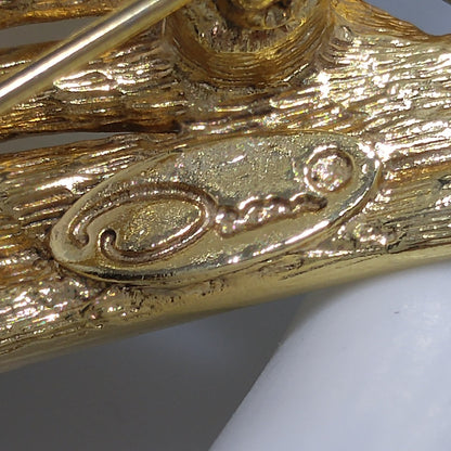 Oscar de la Renta Modern Wide Brooch, Gold Plated, 1980s Vintage Jewelry