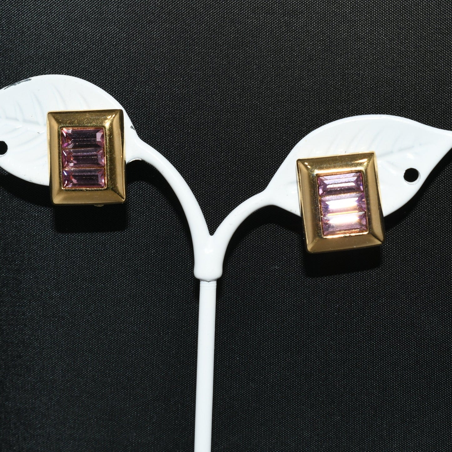 S.A.L. Swarovski Purple Crystal Small Clip Earrings, Gold Plated, Austrian Crystal, 1970s Vintage Jewelry