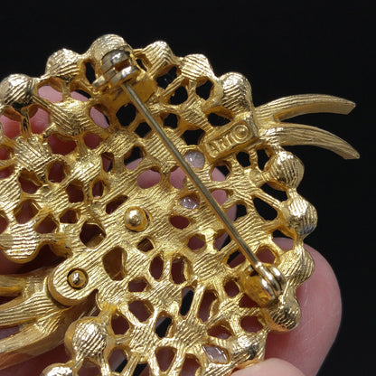 Vintage Arthur Pepper's "Art" Pastel Brooch, Gold Plated, 1950s Vintage Jewelry