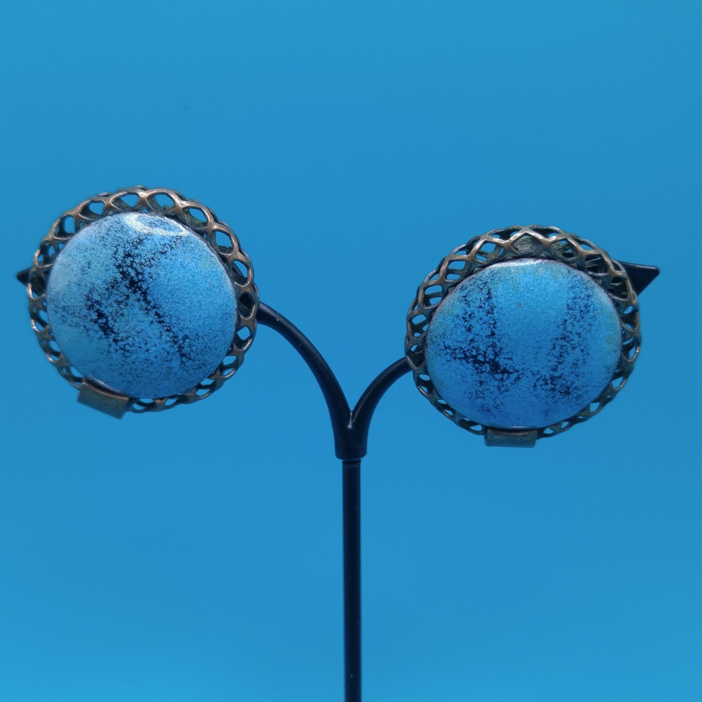 Vintage Matisse Enamel Copper Earrings 1950s 1960s Mid-Century Modern Signed