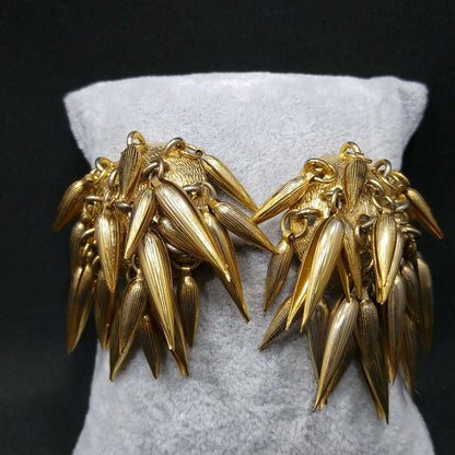 Hattie Carnegie Atomic Earrings, Gold Plated, Mid-Century Modern Vintage Jewelry