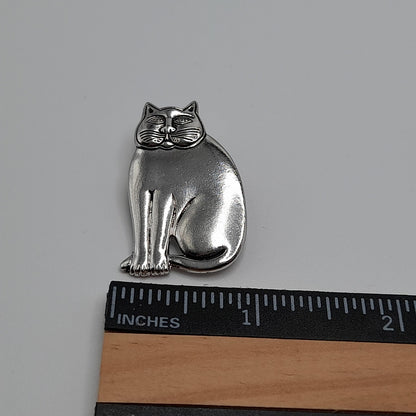 Vintage Laurel Burch Cat Brooch, Rhodium Plated, 1980s Vintage Jewelry