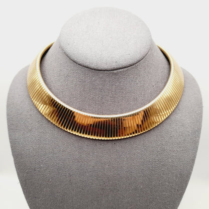Kenneth Lane Gold Plated Wide Ribbed Choker Necklace