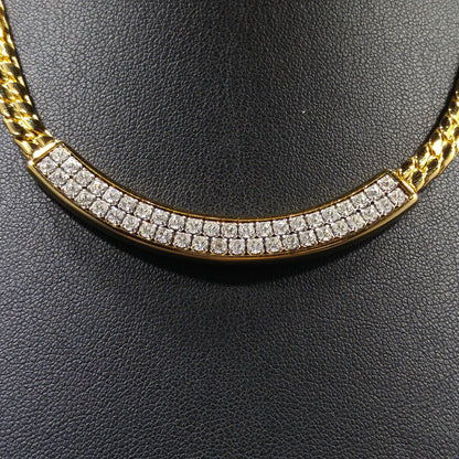 Vintage Swarovski Clear Rhinestone Gold Chain Necklace 1980s Swan Logo Signed