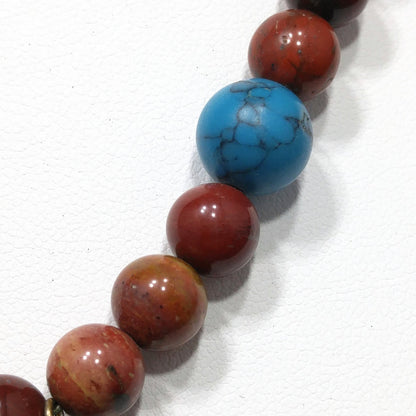 Gemstone Pendant Beaded Necklace, Red Jasper, 1980s Vintage Jewelry