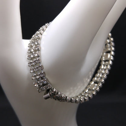 Kramer Clear Rhinestone Bracelet, Rhodium Plated, 1950s Vintage Jewelry