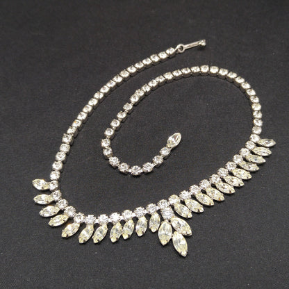 Kramer of New York Clear Crystal Choker Necklace, Wedding Bridal, 1950s Vintage Jewelry