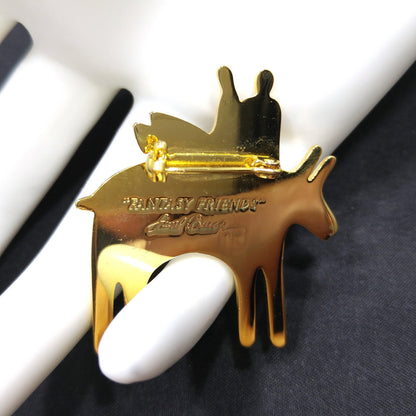 Laurel Burch "Fantasy Friends" Brooch, Cloisonne Enamel, 1980s Vintage Jewelry