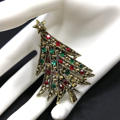 Hollycraft Christmas Tree Brooch, "Ribbon Tree", 1950s Vintage Jewelry