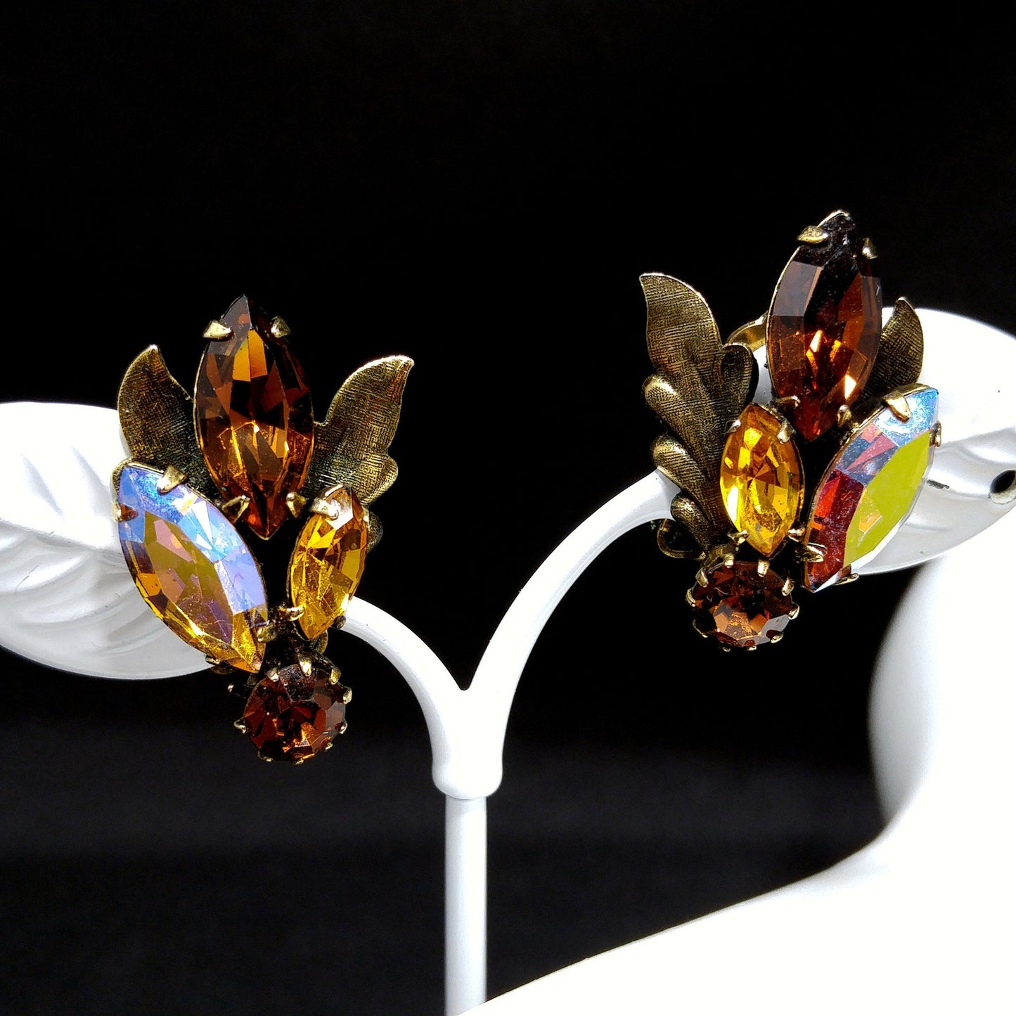Regency Topaz Brooch Earrings Set, 1950s Vintage Jewelry