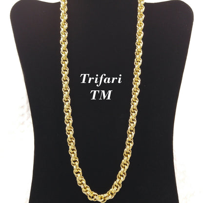 Trifari TM Rolo Rope Chain Necklace, Gold Plated, 1990s Vintage Jewelry