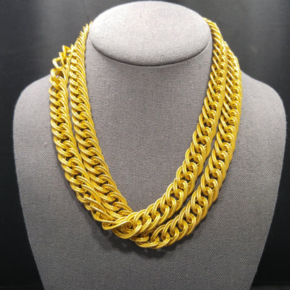 Miriam Haskell Gold Plated Chain Necklace, Large Links, 57 Inches, 1950s Vintage Jewelry