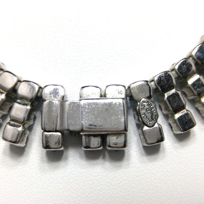 Kramer Blue Rhinestone Necklace, Rhodium Plated, 1960s Vintage Jewelry