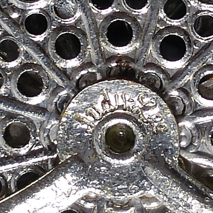 Judy Lee Signed Large Floral Brooch Rhinestone Faux Pearl AB Silver Tone 1950s