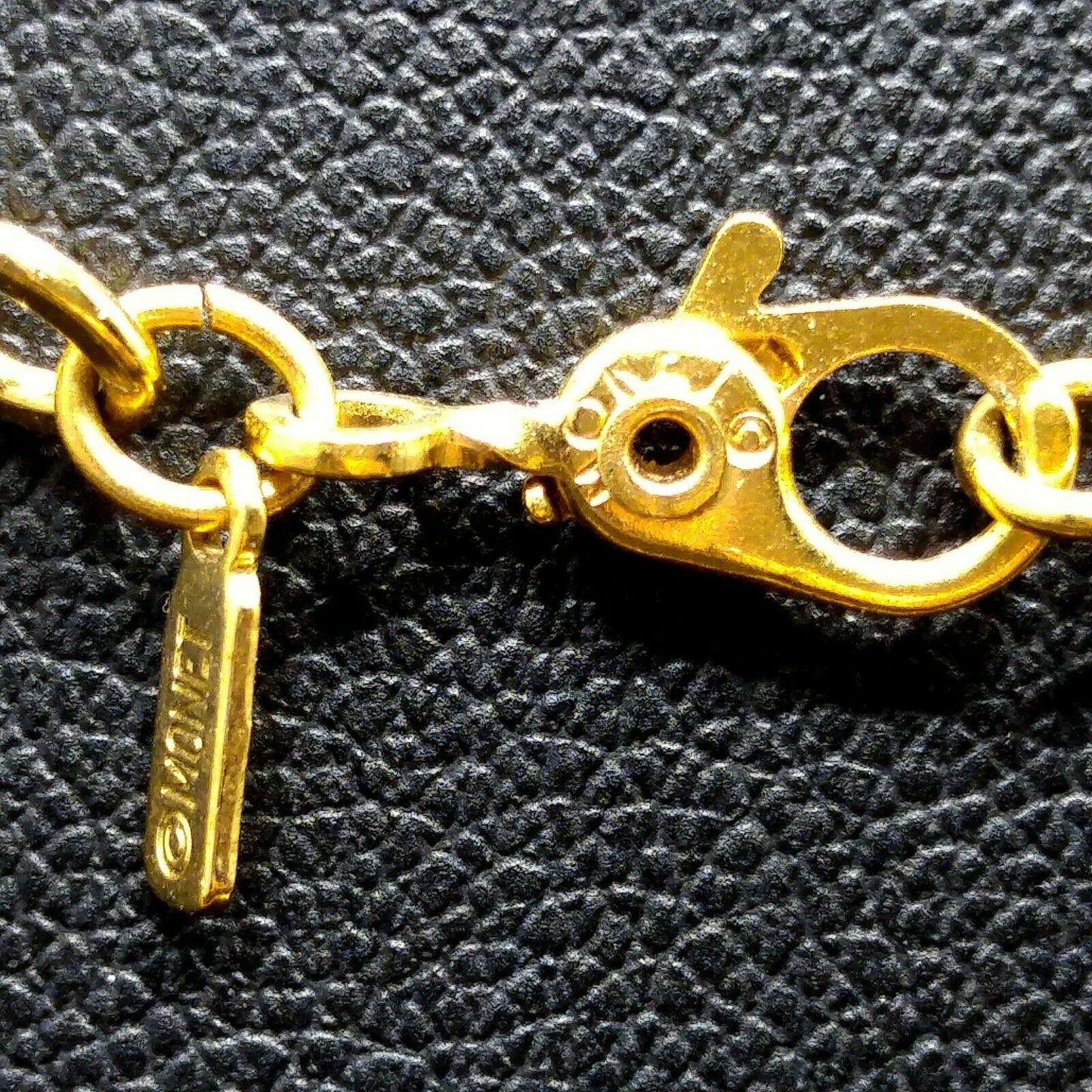 Vintage Monet Long Gold Chain Necklace Faux Pearls 1970s Sister Clasp 36"