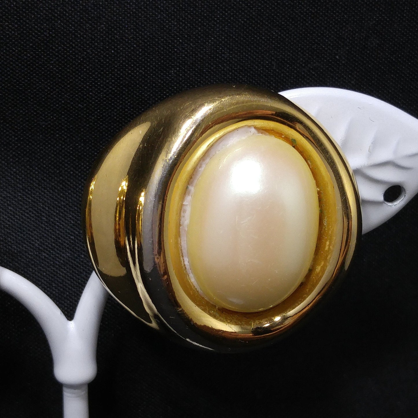 Vintage Givenchy Clip-On Earrings – Opalescent Faux Pearls, Gold Plated, 1980s