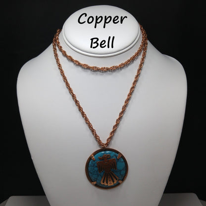 Copper by Bell Thunderbird Necklace, Faux Turquoise, 1970s Vintage Jewelry