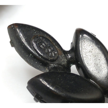 Weiss 1960s Japanned Topaz Rhinestone Brooch & Earrings Set – Faux Hematite Accents