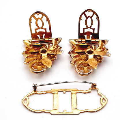 Coro Duette 1930s Enamel Floral Brooch or Two Dress Clips