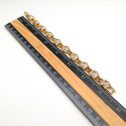 Vintage Swarovski Crystal Bracelet – Gold Plated, Square Cut Crystals, 1990s