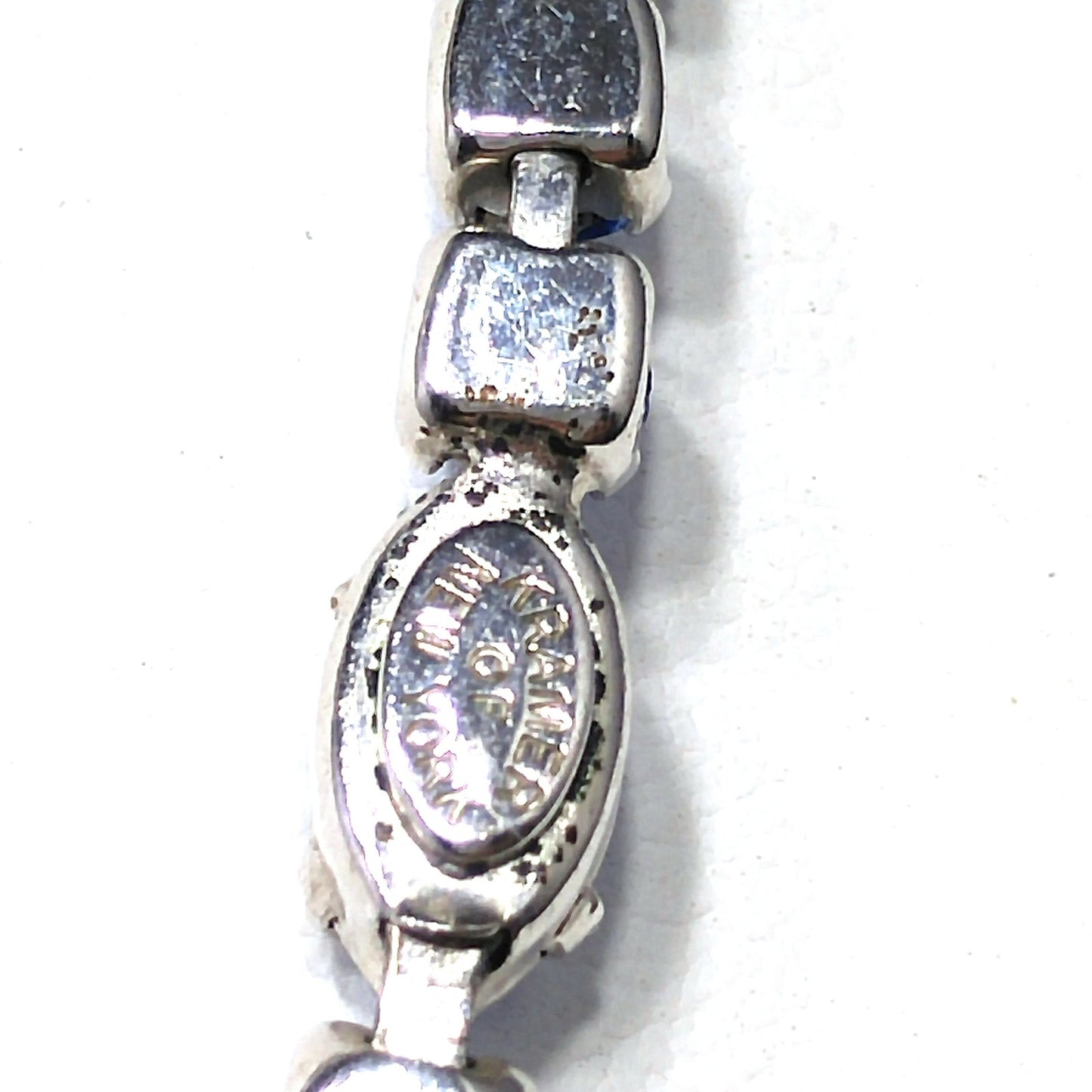 Vintage Kramer of New York Blue Rhinestone Flower Choker Necklace 1950s