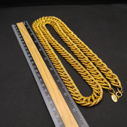 Miriam Haskell Gold Plated Chain Necklace, Large Links, 57 Inches, 1950s Vintage Jewelry