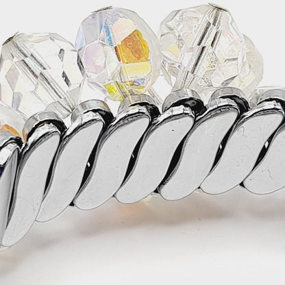 Vintage Aurora Borealis Crystal Cha-Cha Stretch Bracelet 10mm Beads