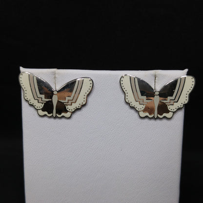 Laurel Burch "Papillon" Post Earrings, Butterfly Cloisonné Enamel, 1980s Vintage