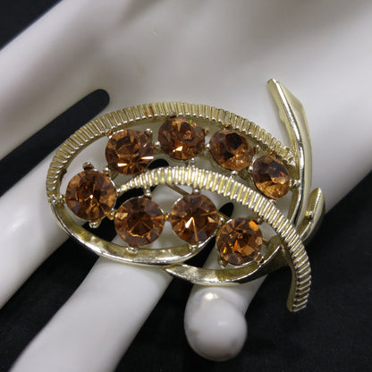 Kramer Topaz Crystal Rhinestone Brooch, Mid-Century Modern, 1950s Vintage Jewelry