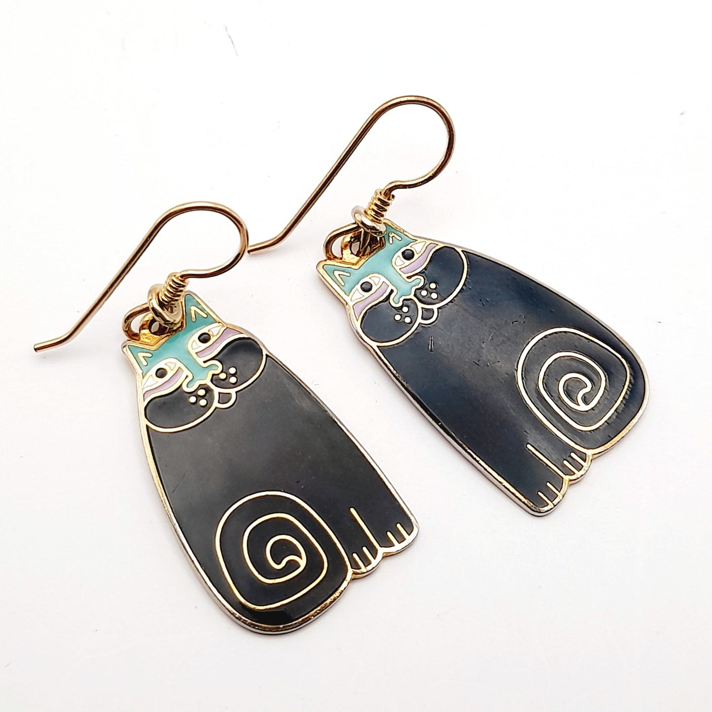 Vintage Laurel Burch Olivia Black Cat Earrings