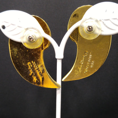 Vintage Laurel Burch "Gypsy Soul 1993" Post Earrings, Gold Plated, Enamel, 1990s