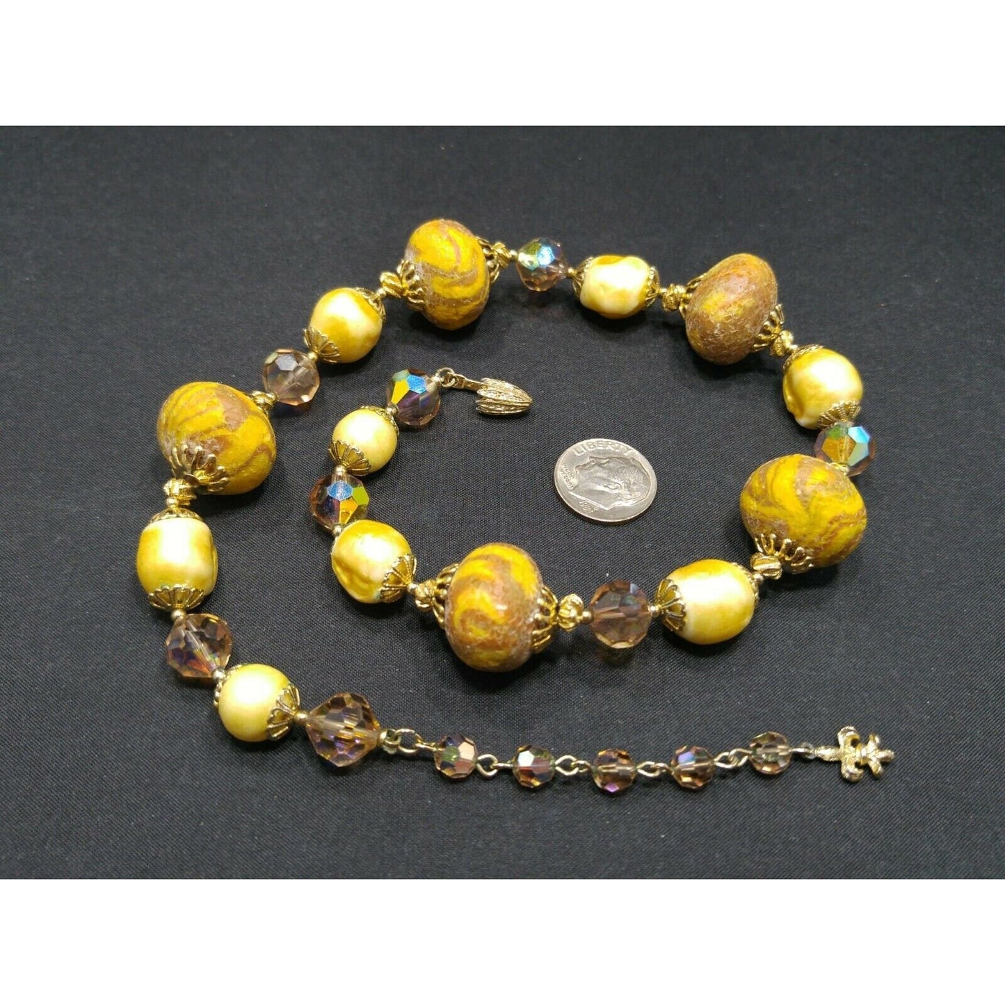 Vintage Vendome Art Bead Necklace Faux Baroque Pearls & AB Crystals 1960s