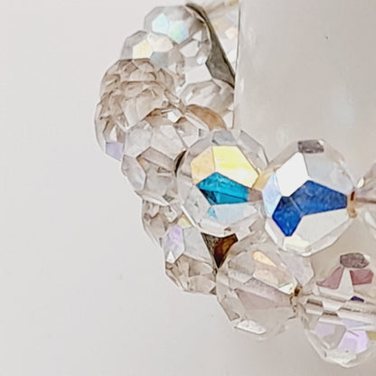 Vintage 1950s Clear Aurora Borealis Crystal Two Strand Bracelet – 6 3/4 Inches