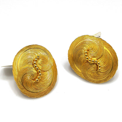 Vintage Dominique Aurientis Paris Large Clip Earrings, Gold Plated, Vintage New With Tags