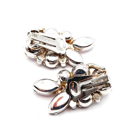 Vintage Eisenberg Purple Rhinestone Rhodium Plated Jewelry Set: Brooch Earrings