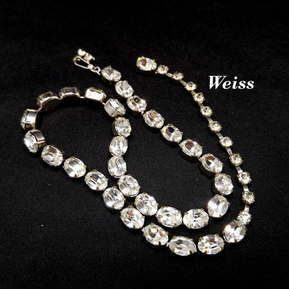 Weiss Rhinestone Choker Necklace, Oval Cut Wedding Necklace, 1950s Vintage Jewelry