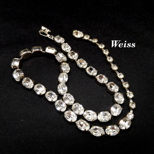 Weiss Rhinestone Choker Necklace, Oval Cut Wedding Necklace, 1950s Vintage Jewelry