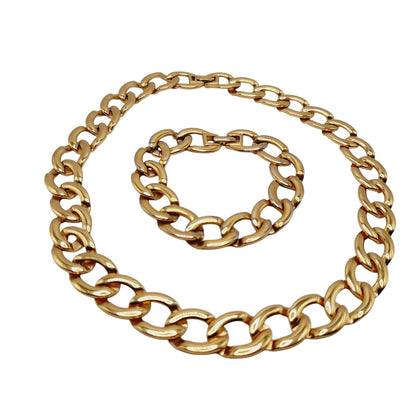 Vintage MONET Gold Plated Chain Necklace & Bracelet Set – Bold Links