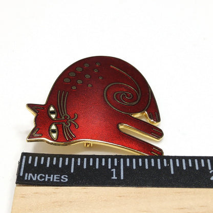 Laurel Burch "Keshire Cat" Brooch & Pendant, Cloisonné Gold Plated, 1980s Vintage Jewelry