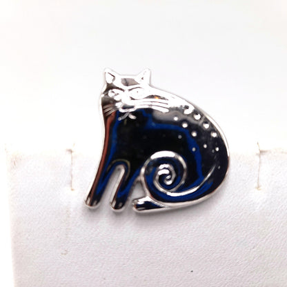 Vintage Laurel Burch Cat Brooch, Rhodium Plated, 1980s Vintage Jewelry