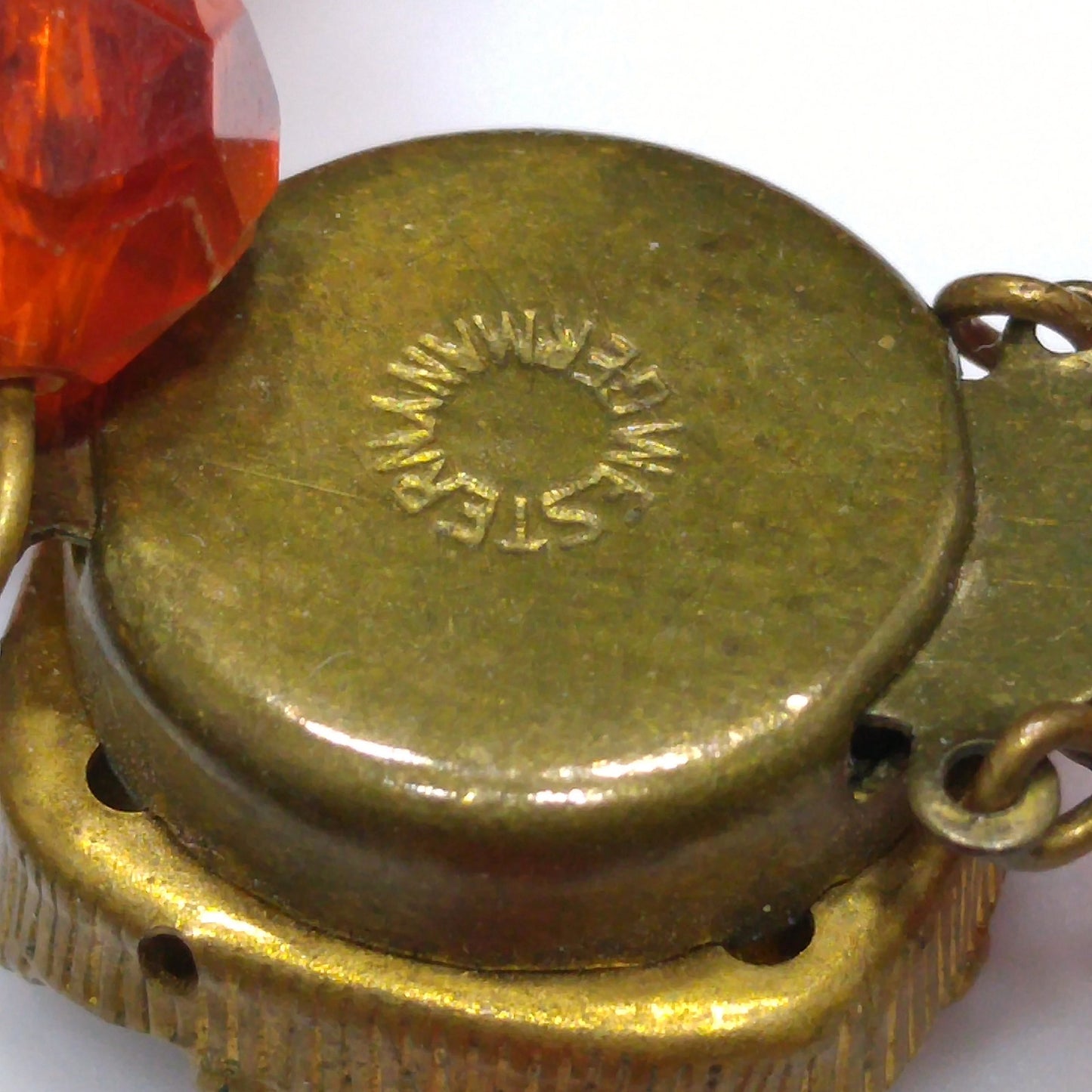 Western Germany Red Glass Pendant Necklace, Lucite Beads, 1950s Vintage Jewelry