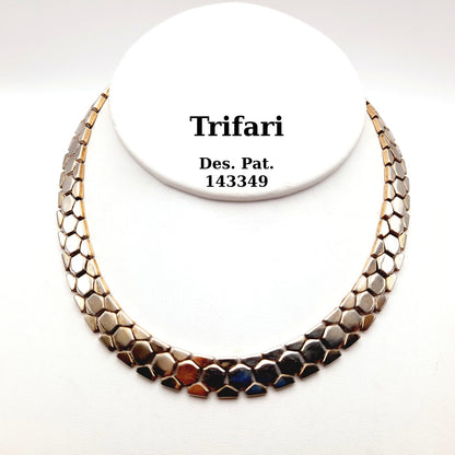 Vintage 1940s Crown Trifari Alfred Philippe Honeycomb 14 Inch Choker Necklace