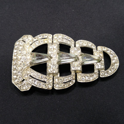 Vintage Clear Rhinestone Ladies Belt Buckle, Pot Metal, 1930s Vintage Accessories