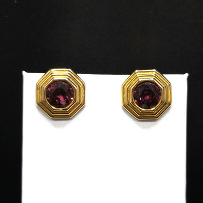 Vintage Christian Dior Purple Rhinestone Clip Earrings, Gold Plated