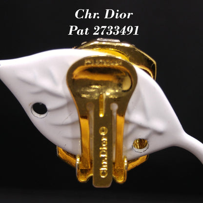 Vintage Christian Dior Earrings – 1980s Gold Plated Half Hoop Pave Rhinestone & Purple Crystal – Signed Chr. Dior Pat. 2733491