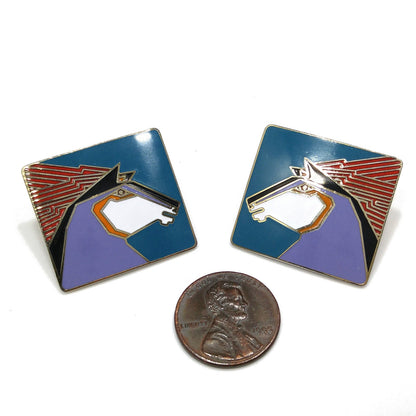 Vintage Laurel Burch "Stallion" Horse Post Earrings, Gold Plated, 1980s