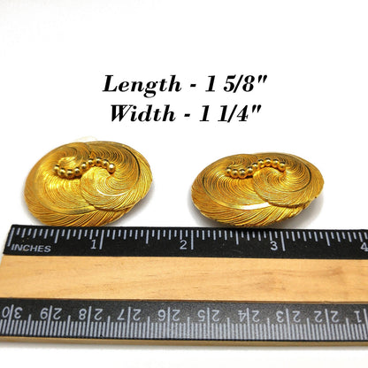 Vintage Dominique Aurientis Paris Large Clip Earrings, Gold Plated, Vintage New With Tags
